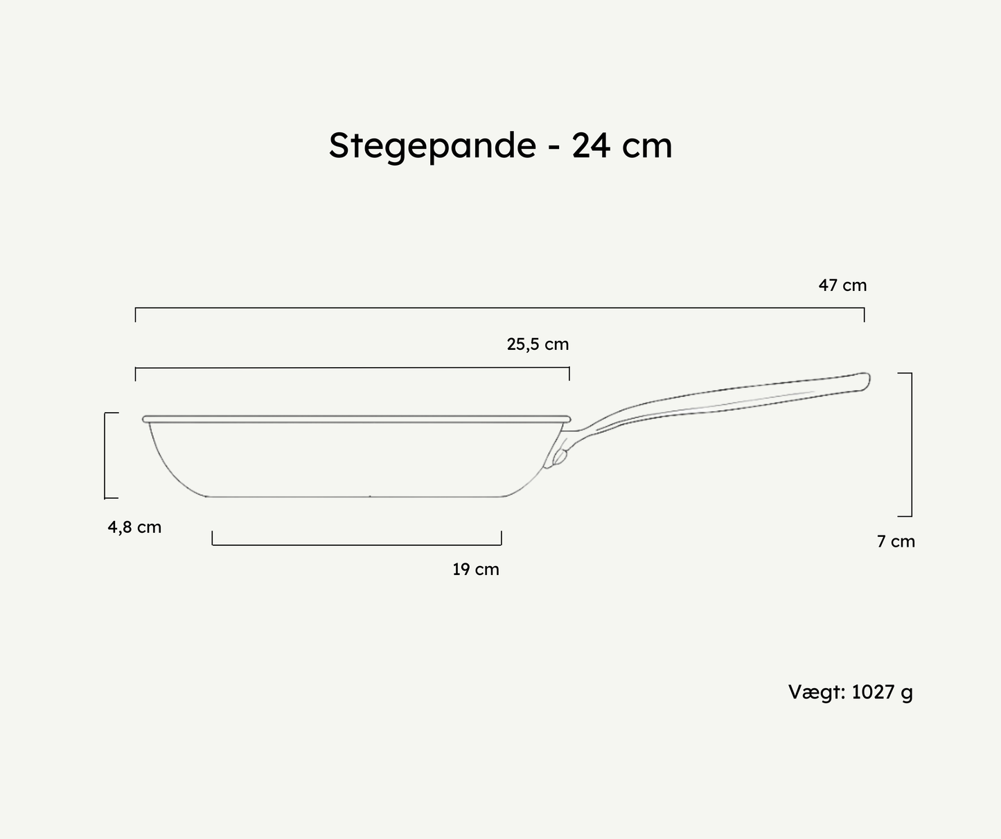 Mål og specifikationer Soma 5-ply stegepande 24 cm